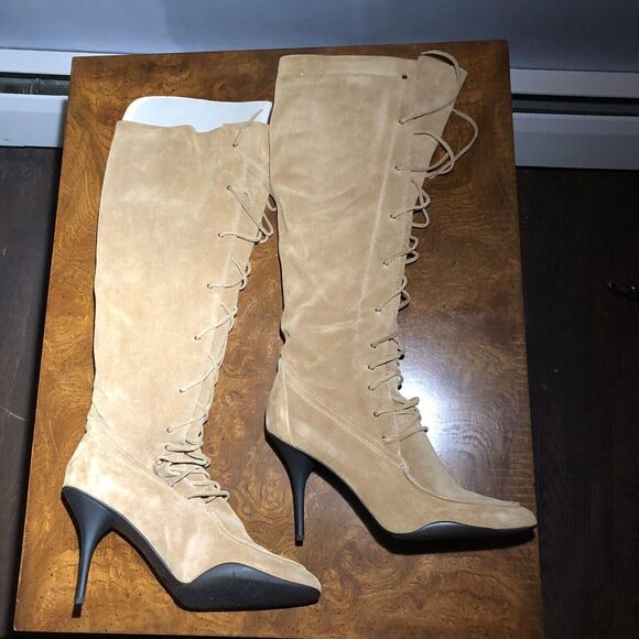 Michael Kors Knee-High Suede Boots (Bundle)-Black & Tan,Size 10 - Rare Stunning - Picture 10 of 10